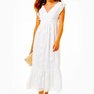 Lilly Pulitzer White Botanical Shadow Clip Chiffon